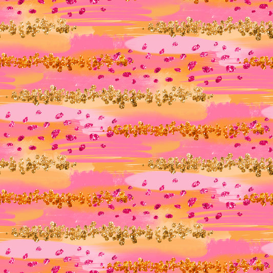 Pink, Orange & Glitter Brush Strokes 12x12 Patterned Vinyl Sheet