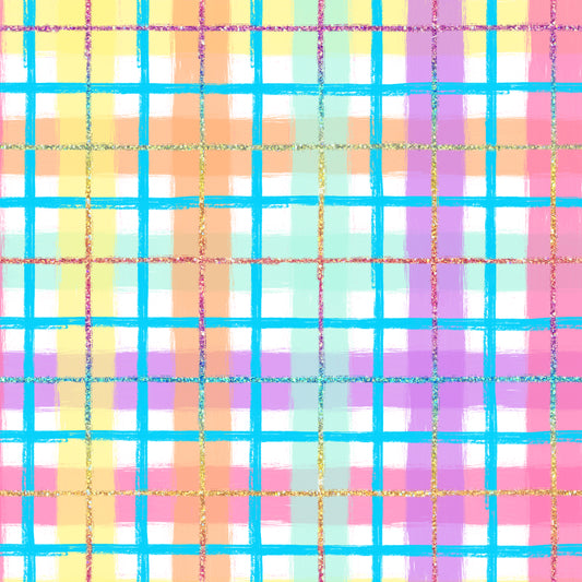 Rainbow Glitter Plaid 12x12 Patterned Vinyl Sheet