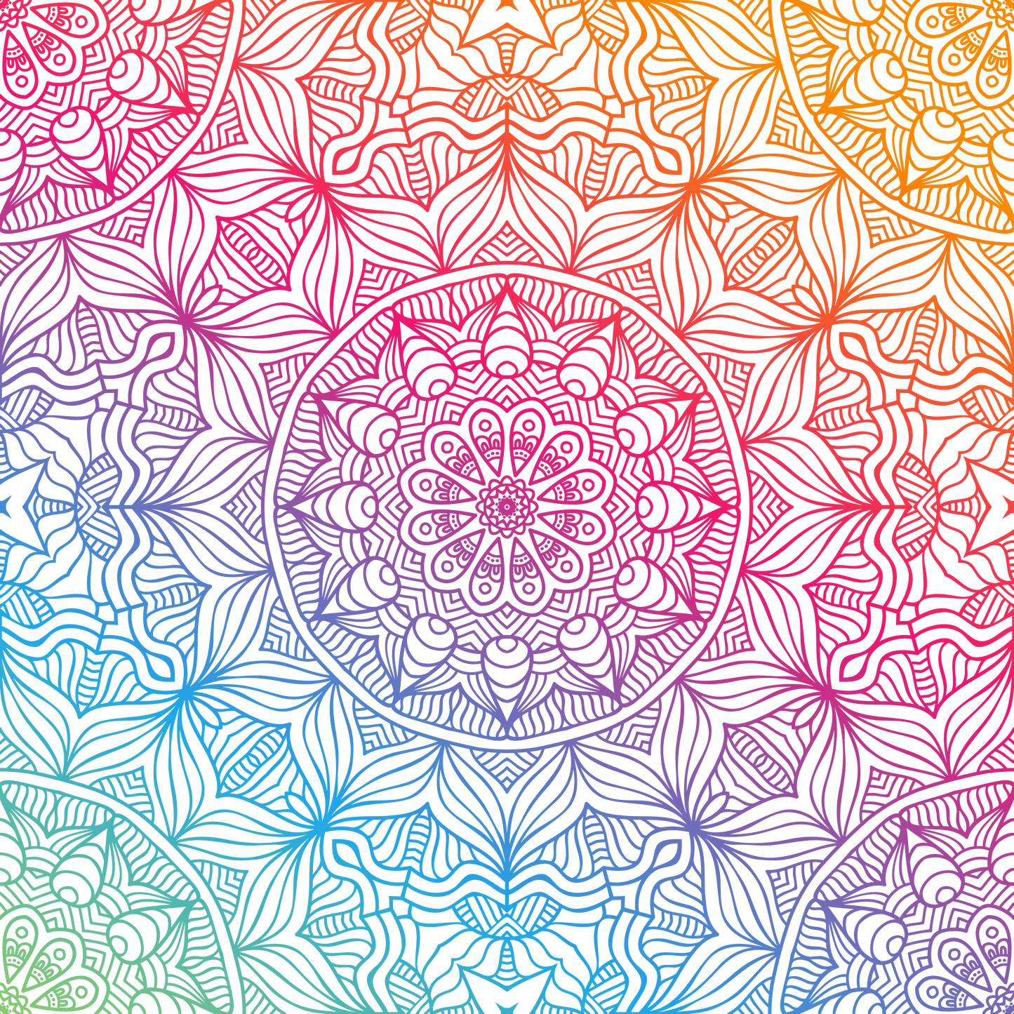 Rainbow Gradient Mandala 12x12 Patterned Vinyl Sheet