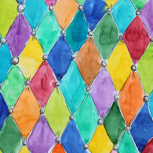 Rainbow Retro Carnival Diamonds 12x12 Patterned Vinyl Sheet