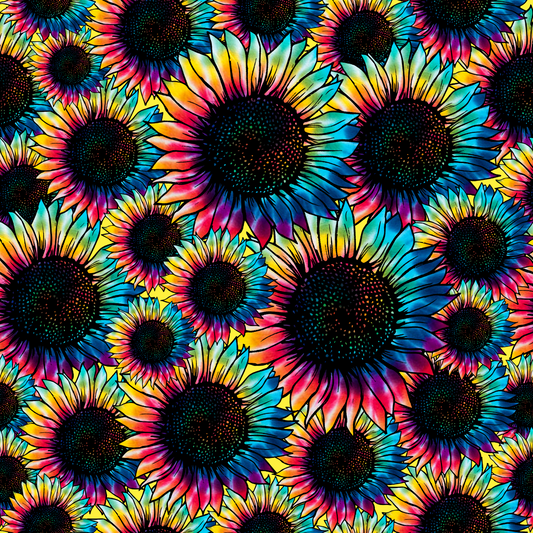 Rainbow Tie-Dye Sunflowers 12x12 Patterned Vinyl Sheet