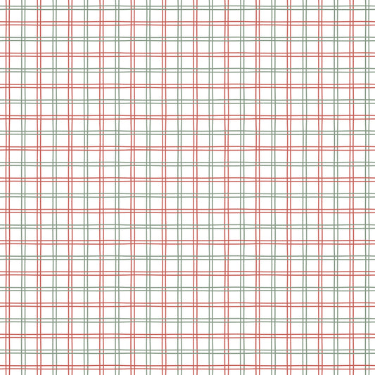 Red, Green & White Holiday Plaid 12x12 Patterned Vinyl Sheet