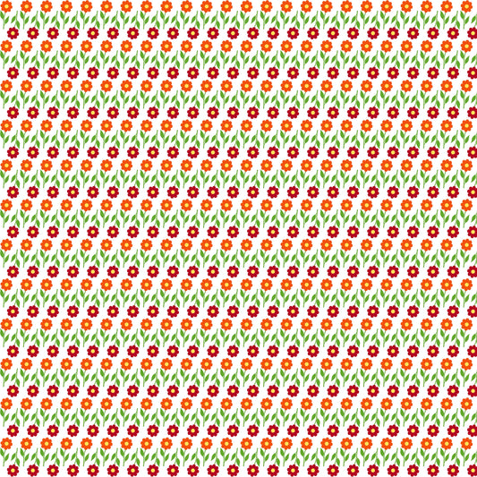 Red & Orange Spring Flowers 12x12 Patterned Vinyl Sheet