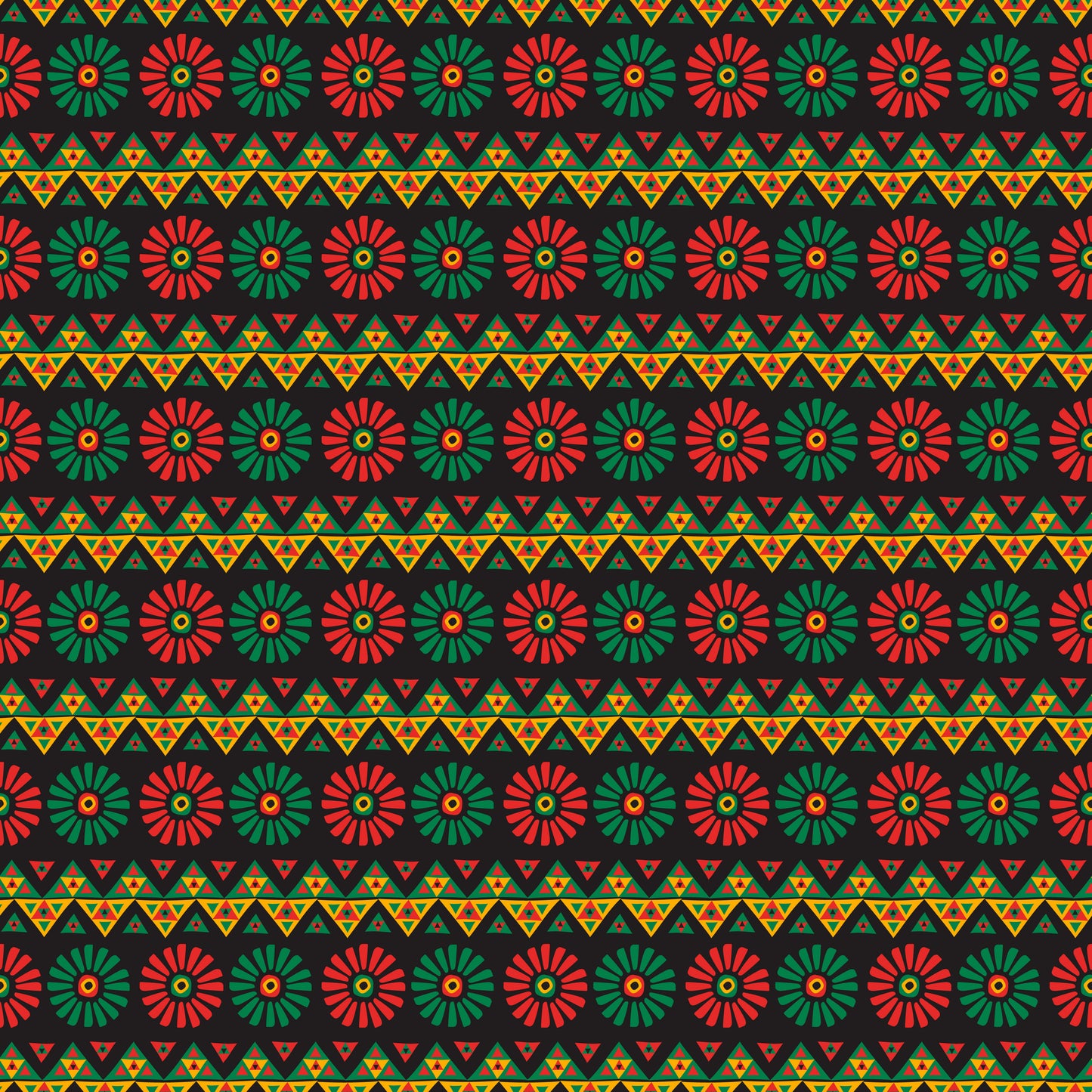 Red, Yellow & Green Floral Kente Cloth  12x12 Patterned Vinyl Sheet