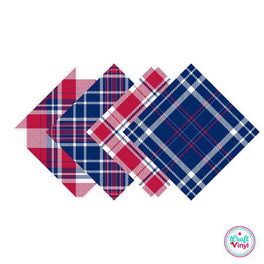 Red & Blue Plaid Patterned HTV Pack