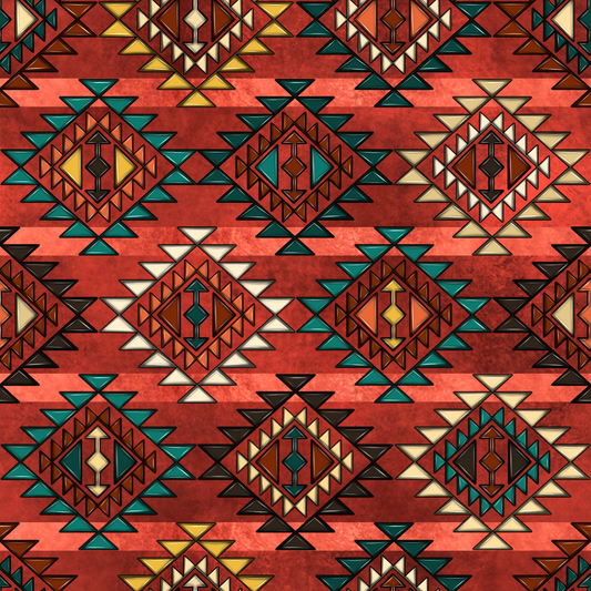Red Aztec 12x12 Patterned Vinyl Sheet