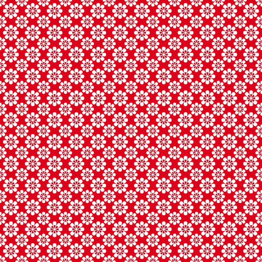 Red Flower Tile 12x12 Patterned Vinyl Sheet