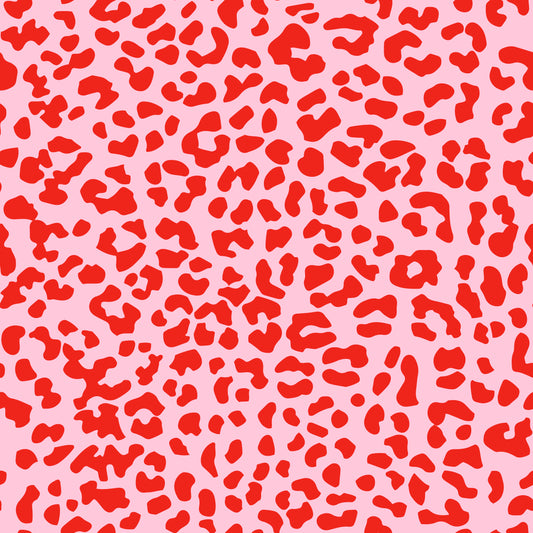 Red on Pink Leopard Pint 12x12 Patterned Vinyl Sheet