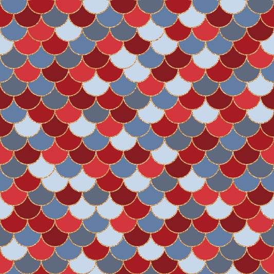 Red, White & Blue Mermaid Scales 12x12 Patterned Vinyl Sheet
