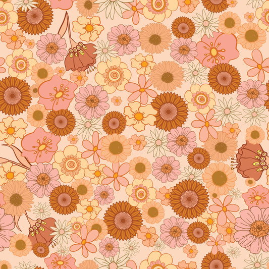 Retro Flower Power 12x12 Patterned Vinyl Sheet