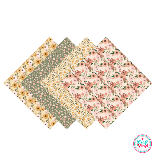 Rustic Flowers Patterned HTV Pack