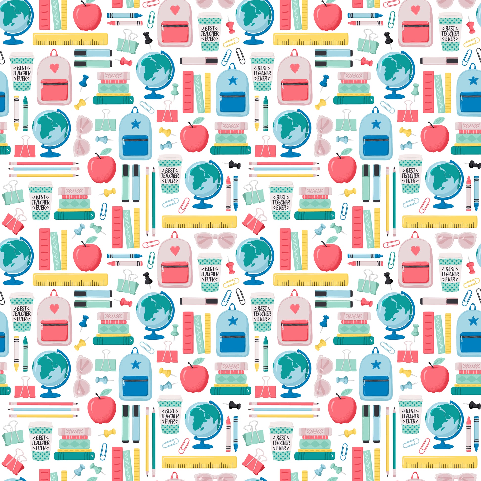 School Supplies 12x12 Patterned Vinyl Sheet