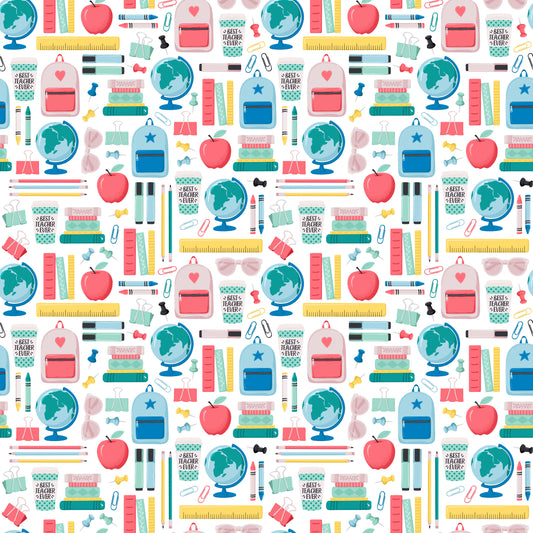 School Supplies 12x12 Patterned Vinyl Sheet