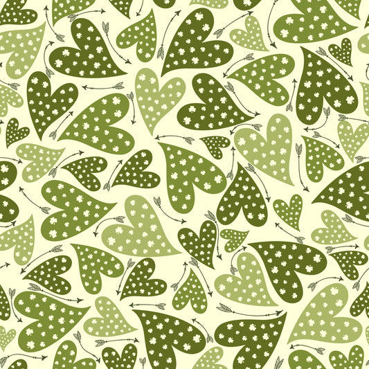 Shades of Green Hearts 12x12 Patterned Vinyl Sheet