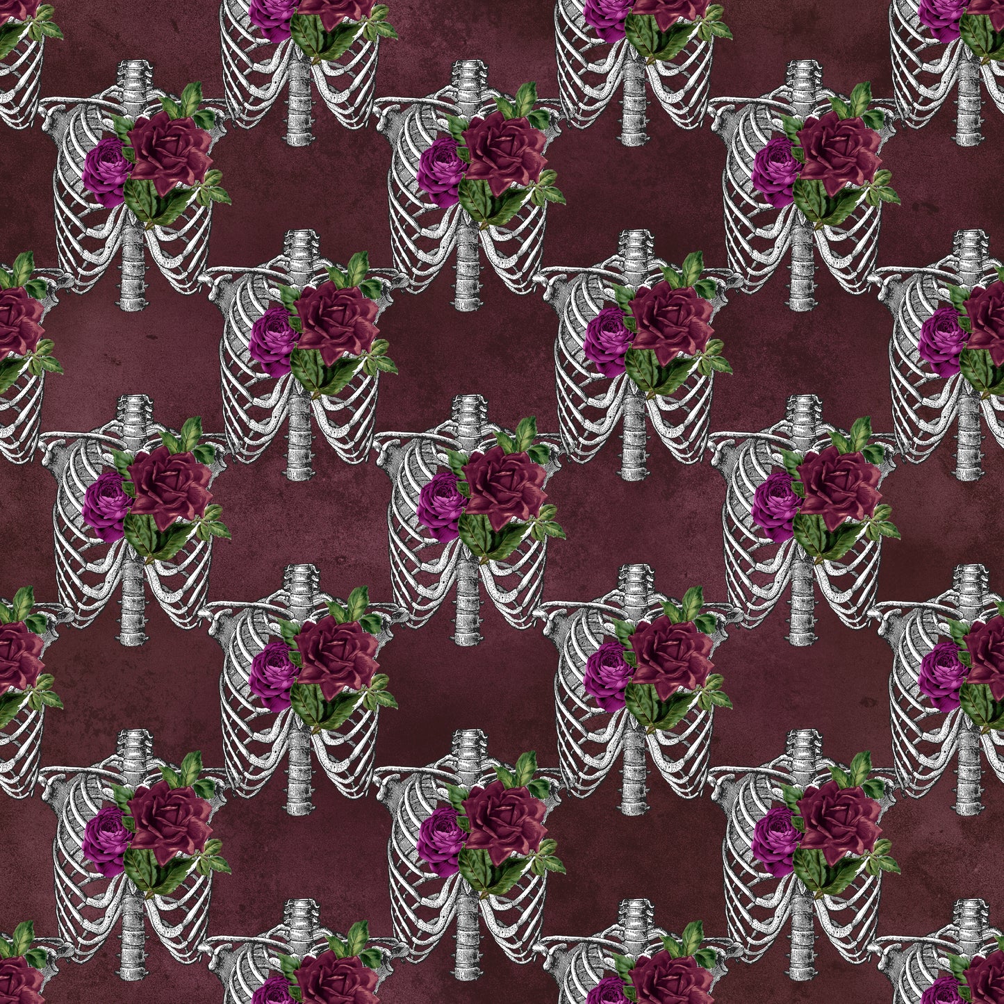 Skeleton Torsos & Roses 12x12 Patterned Vinyl Sheet