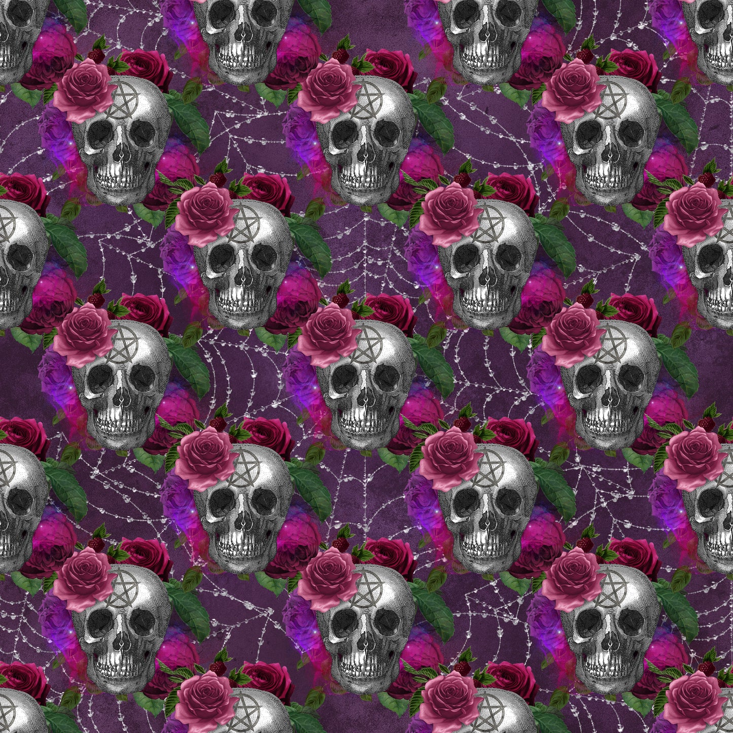 Skulls, Spiderwebs & Florals 12x12 Patterned Vinyl Sheet