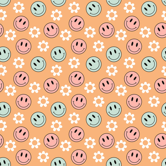 Smiley Faces & Flowers 12x12 Patterned Vinyl Sheet