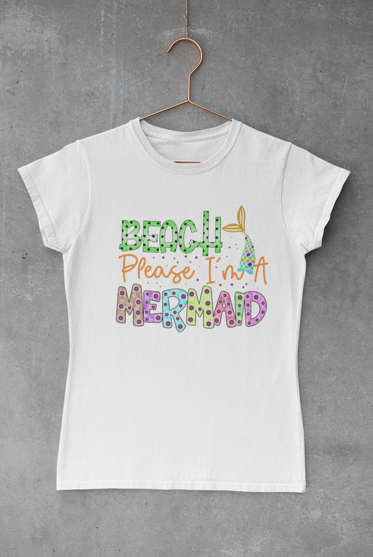 Beach Please I'm a Mermaid Polka Dots Transfer