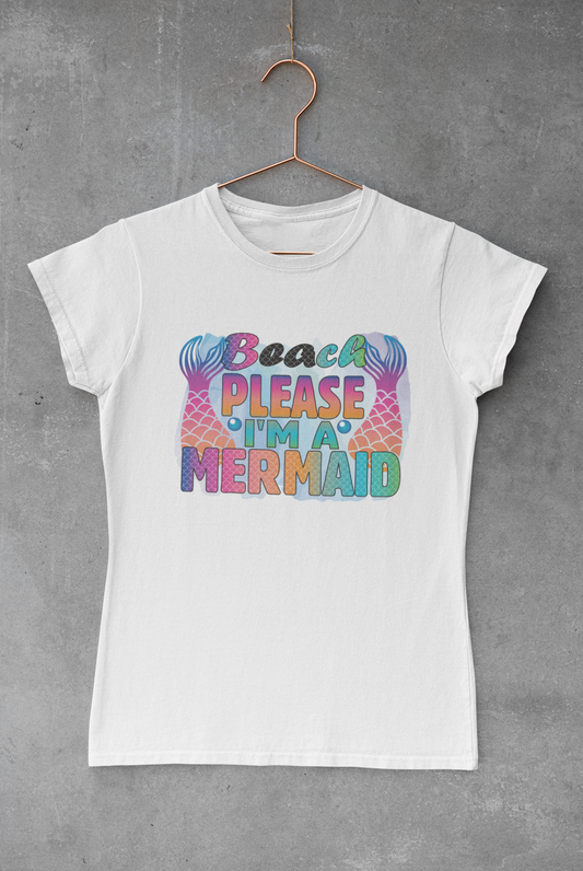 Beach Please I'm a Mermaid Twin Tails  Transfer