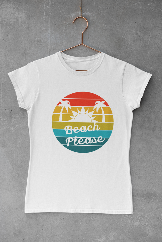 Beach Please Retro Rainbow Transfer