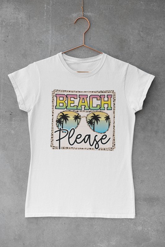 Beach Please Sunglasses Leopard Trim Transfer