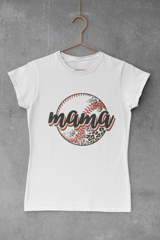 Mama Baseball Leopard Print Transfer
