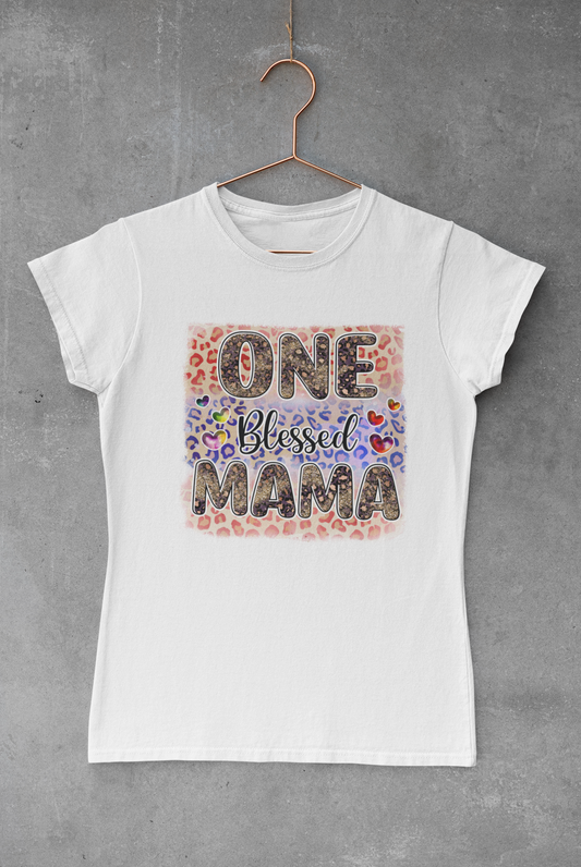 One Blessed Mama Leopard Print Transfer