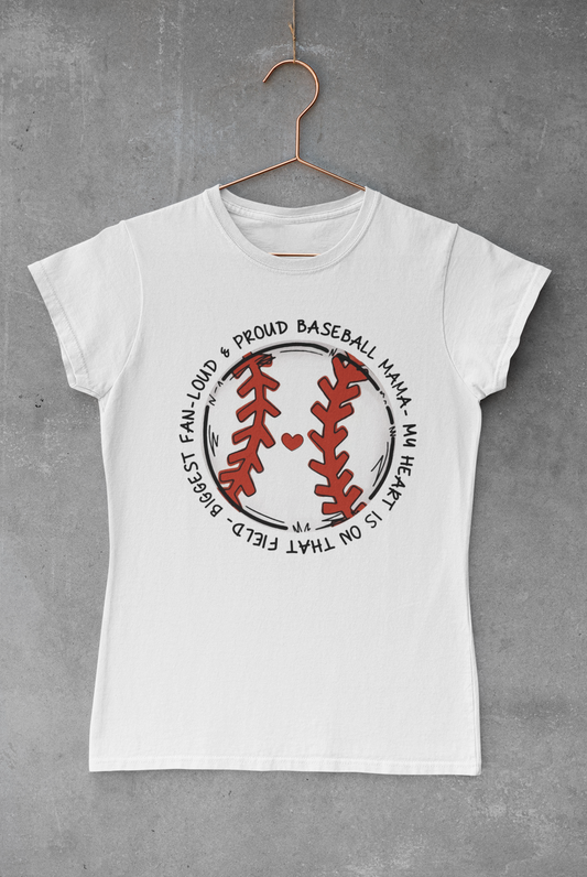Proud Baseball Mom Text Around Ball Transfer