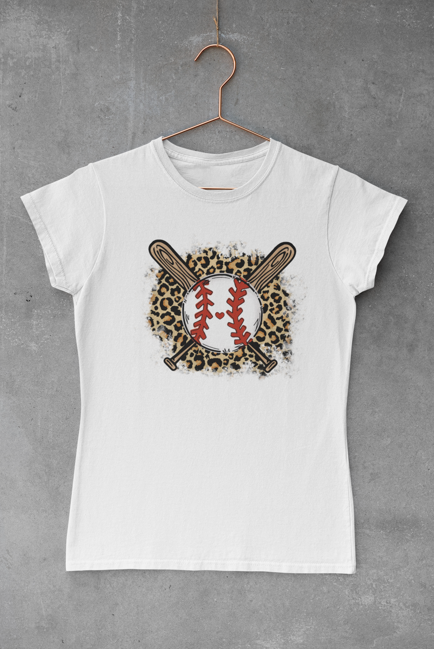 Baseball Bats & Ball Leopard Print Transfer