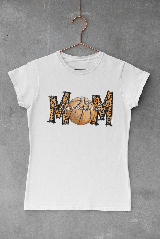 Basketball Mom Leopard Lettering Transfer