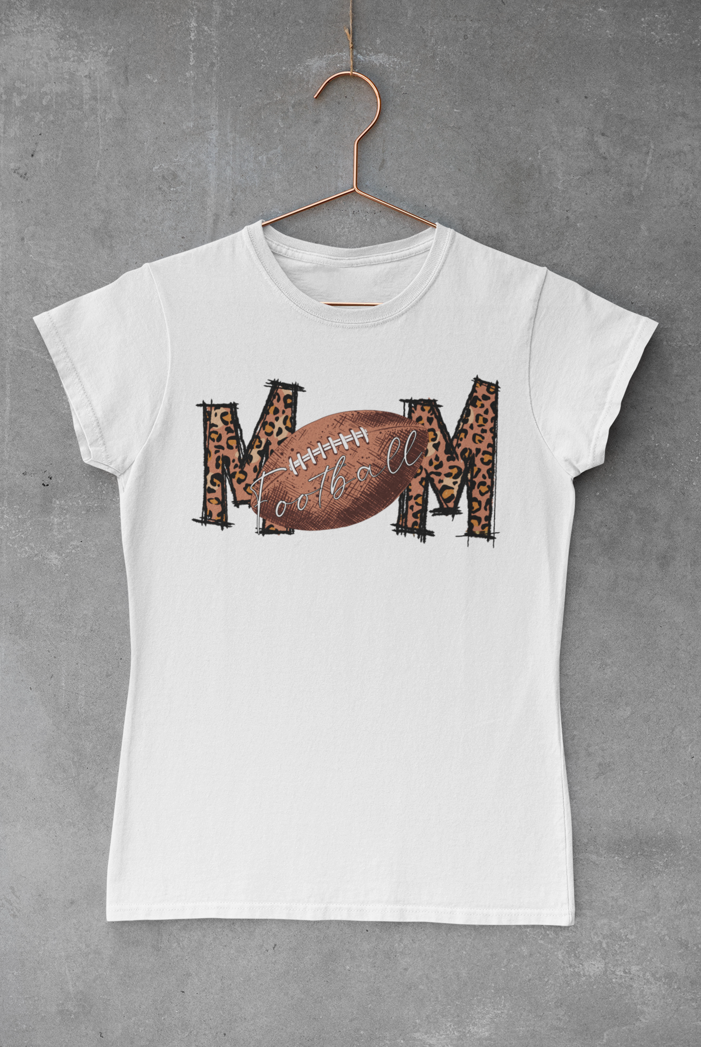 Football Mom Leopard Lettering Transfer