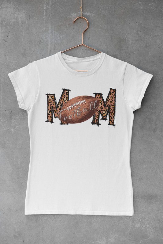 Football Mom Leopard Lettering Transfer