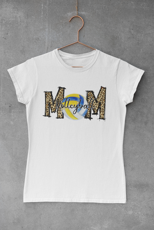 Volleyball Mom Leopard Lettering Transfer