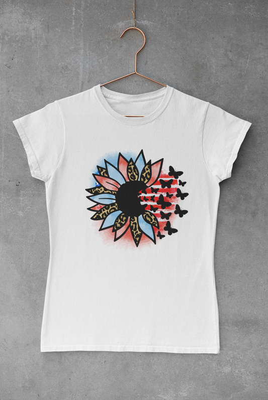 Butterfly Sunflower America Transfer
