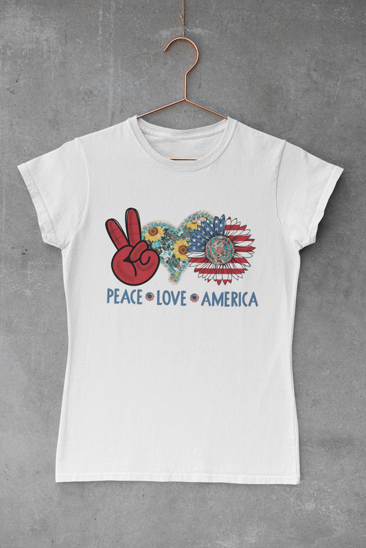 Peace Love America Sunflower Transfer