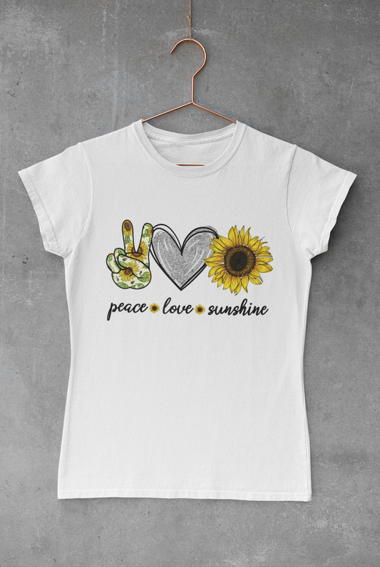 Peace Love Sunshine Silver Heart Transfer