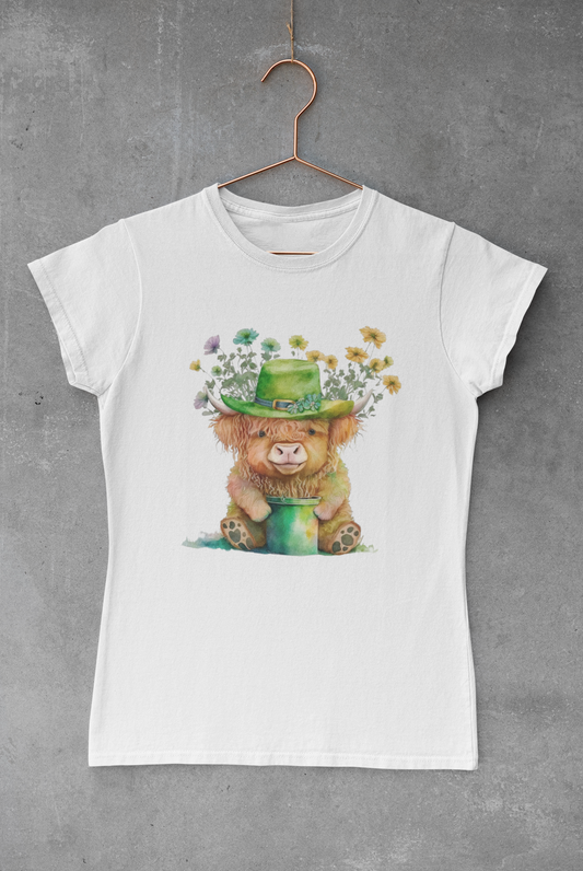 Highland Cow St. Patty Floral Transfer