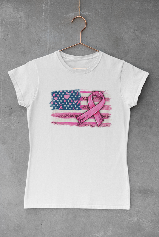 Breast Cancer Ribbon Flag Transfer