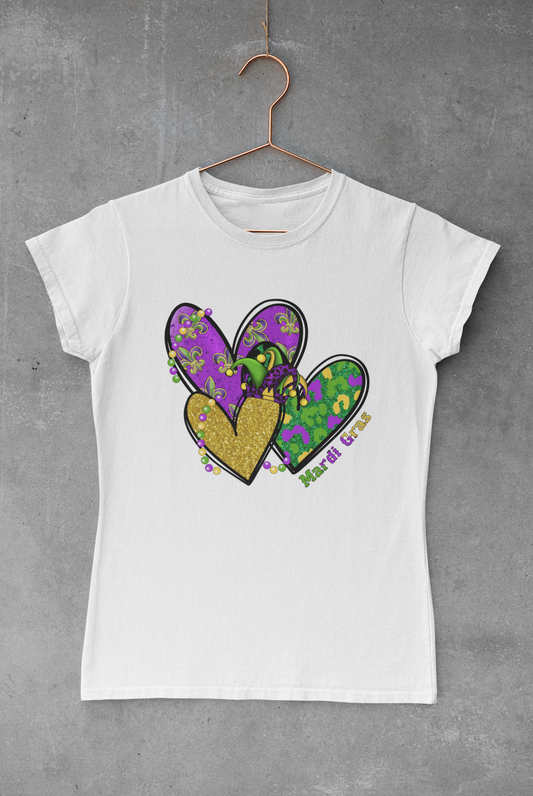 Mardi Gras Hearts Transfer
