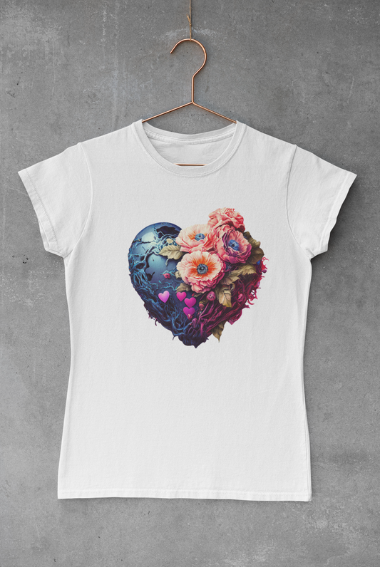 Floral & Blue Heart Transfer