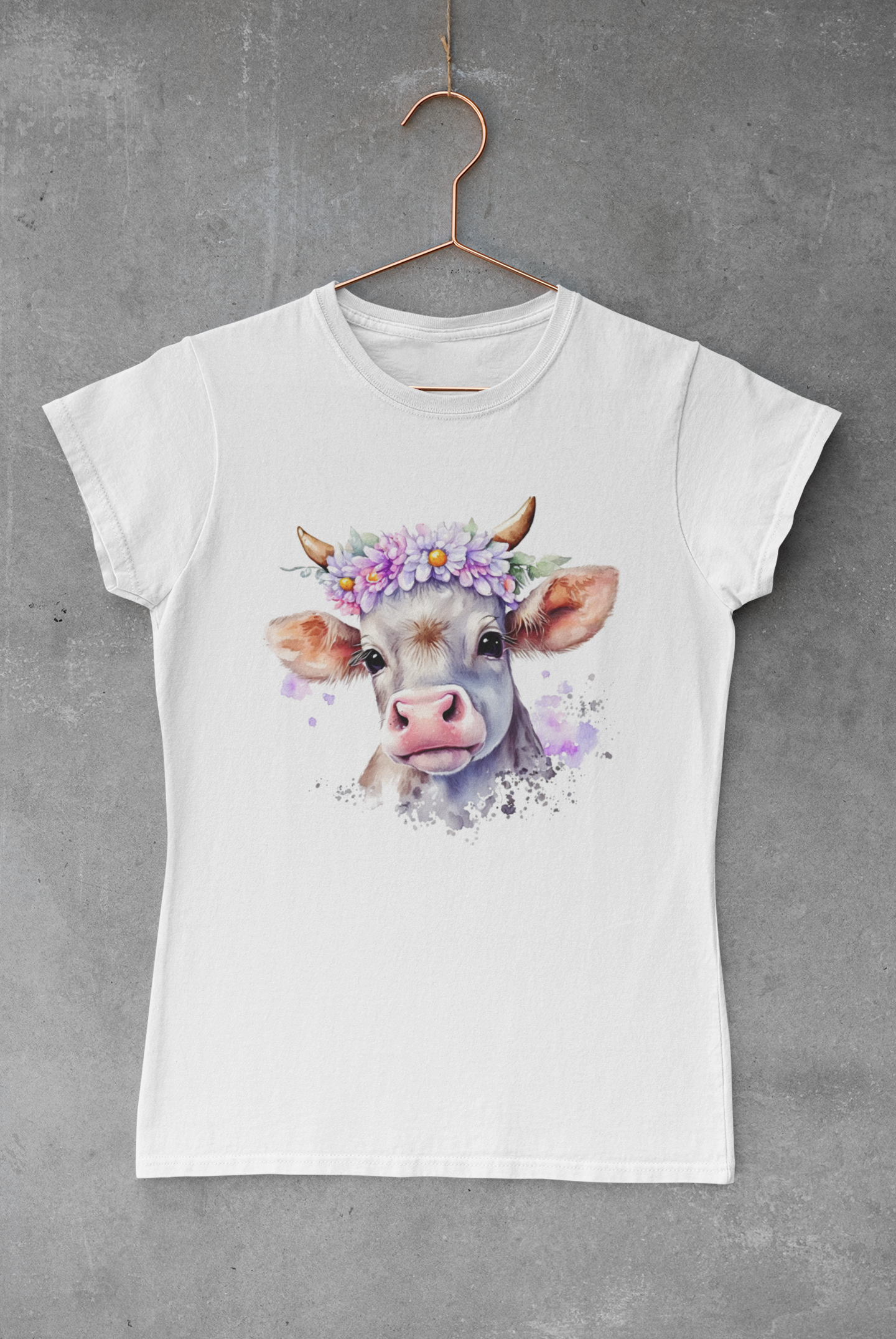 Cow Purple Watercolor Transfer
