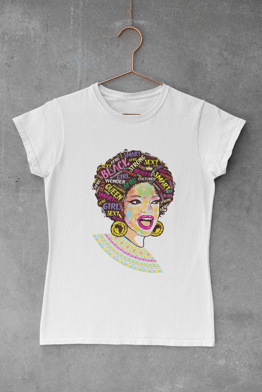 Black Watercolor Queen with Text Transfer