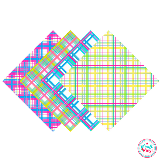 Colorful Plaid Patterned HTV Pack