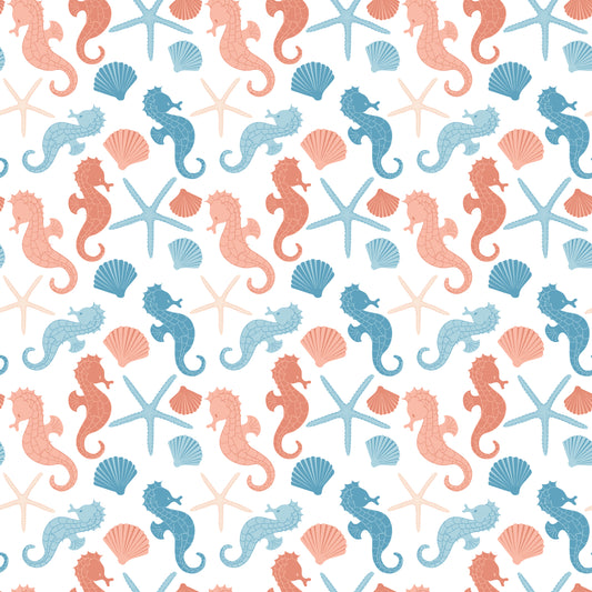 Starfishes & Seahorses 12x12 Patterned Vinyl Sheet