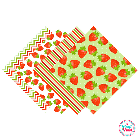 Strawberry Stripes Patterned HTV Pack