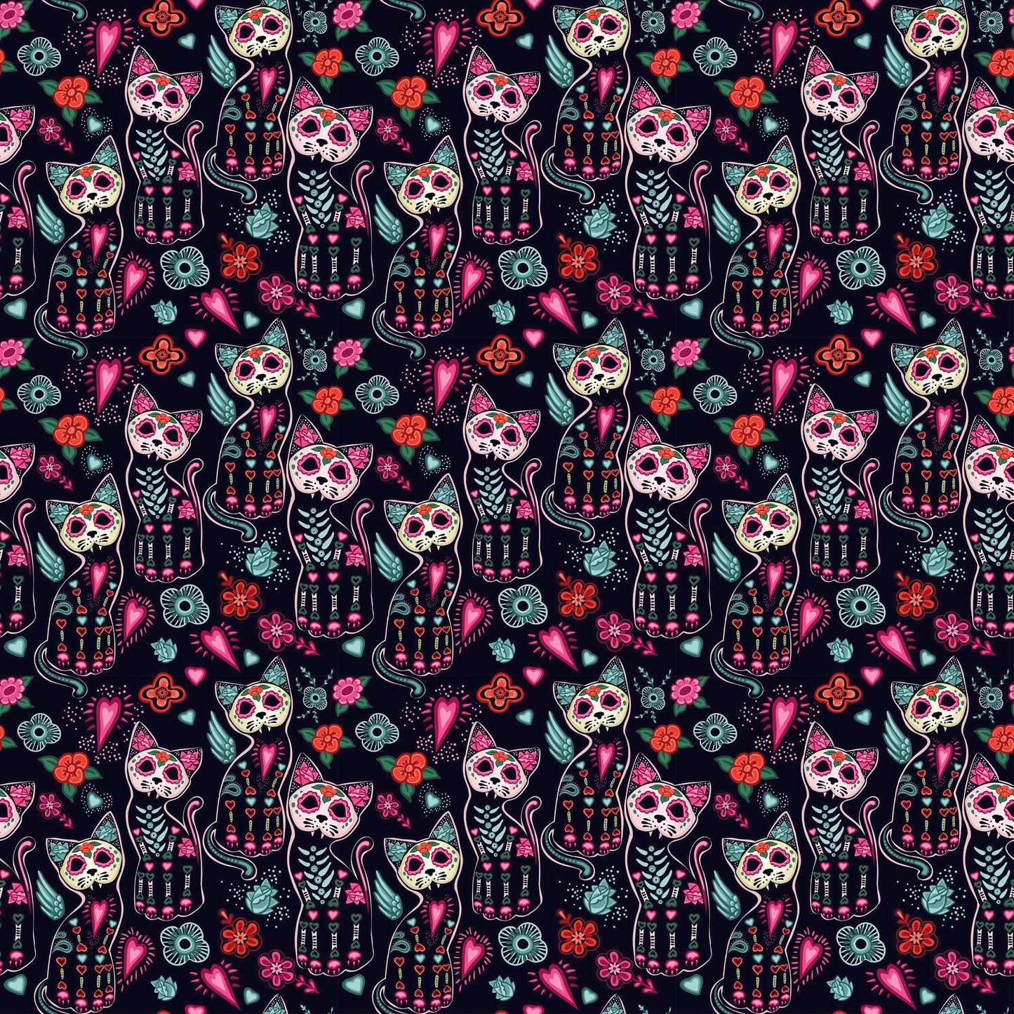 Sugar Skull Cats 12x12 Patterned Vinyl Sheet
