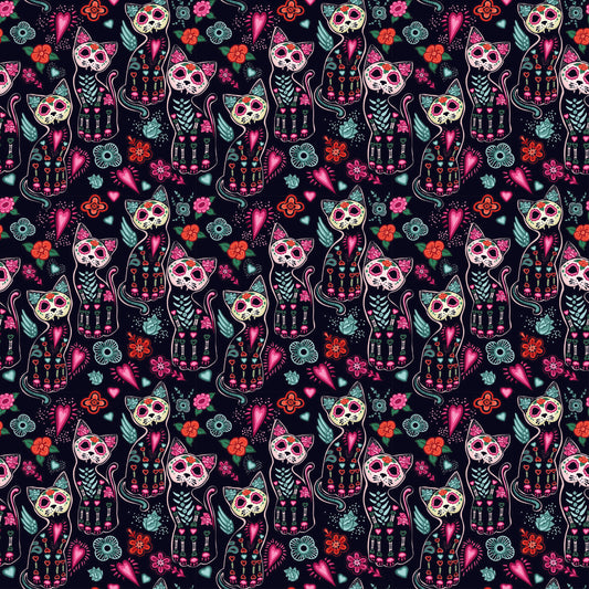 Sugar Skull Cats 12x12 Patterned Vinyl Sheet