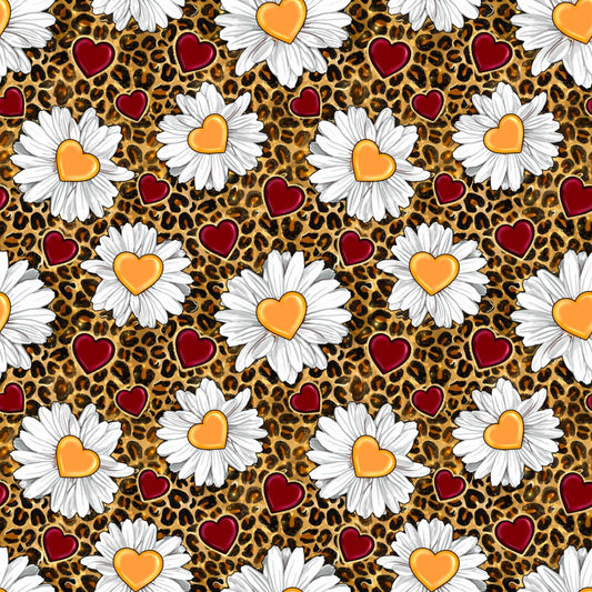 Sunflowers, Hearts & Leopard Print 12x12 Patterned Vinyl Sheet