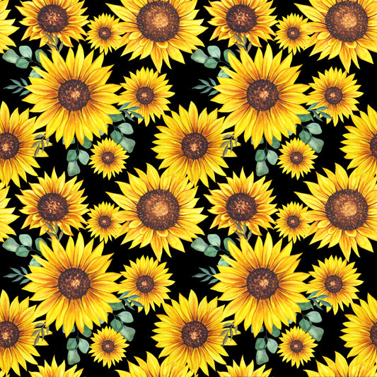 Sunflowers Black Background 12x12 Patterned Vinyl Sheet