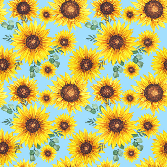 Sunflowers Blue Background 12x12 Patterned Vinyl Sheet